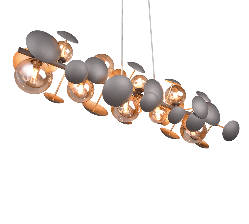 Lustra Suspendata Premium Bubble Gold & Grey 10xG9