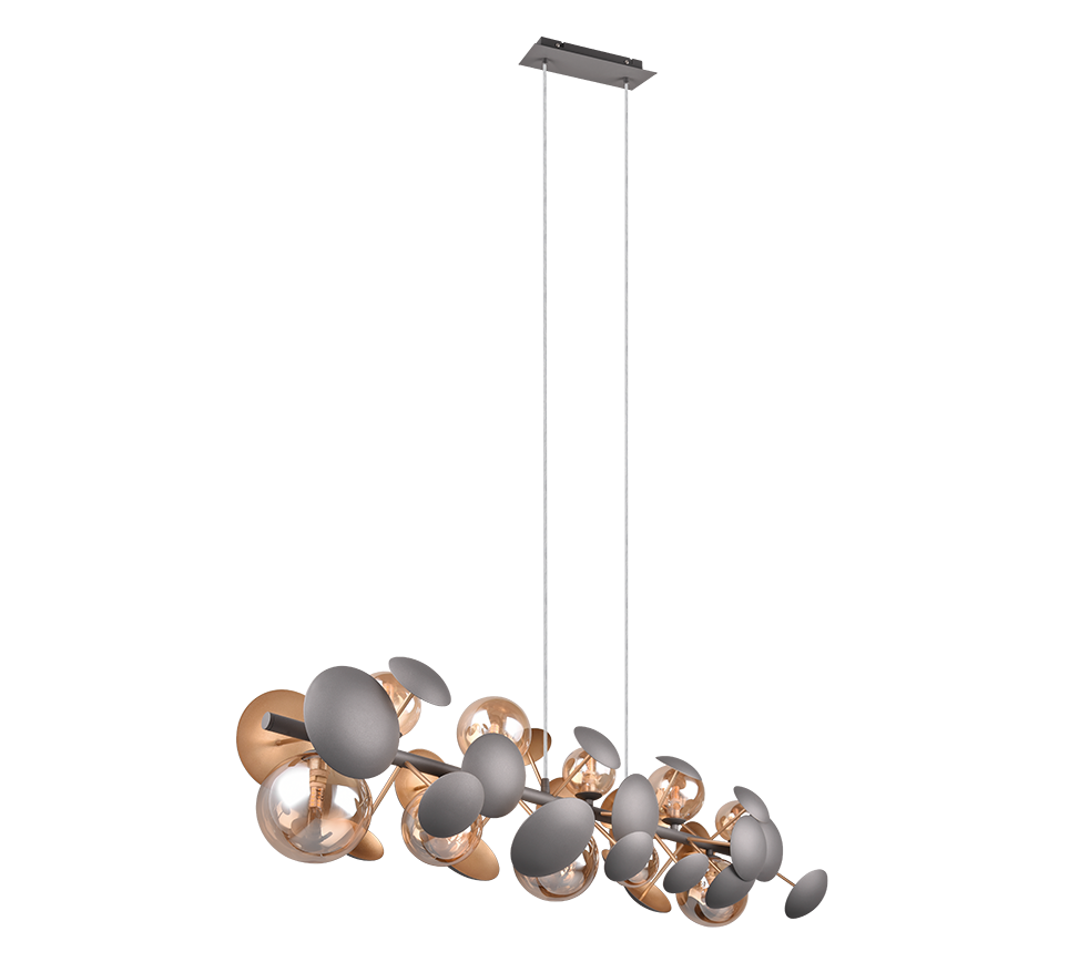 Lustra Suspendata Premium Bubble Gold & Grey 10xG9