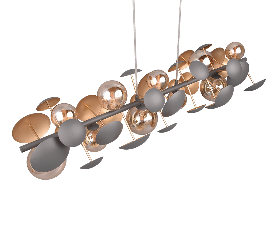 Lustra Suspendata Premium Bubble Gold & Grey 10xG9