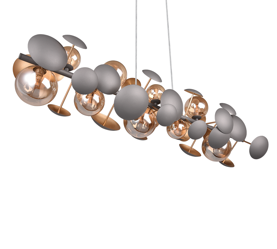 Lustra Suspendata Premium Bubble Gold & Grey 10xG9