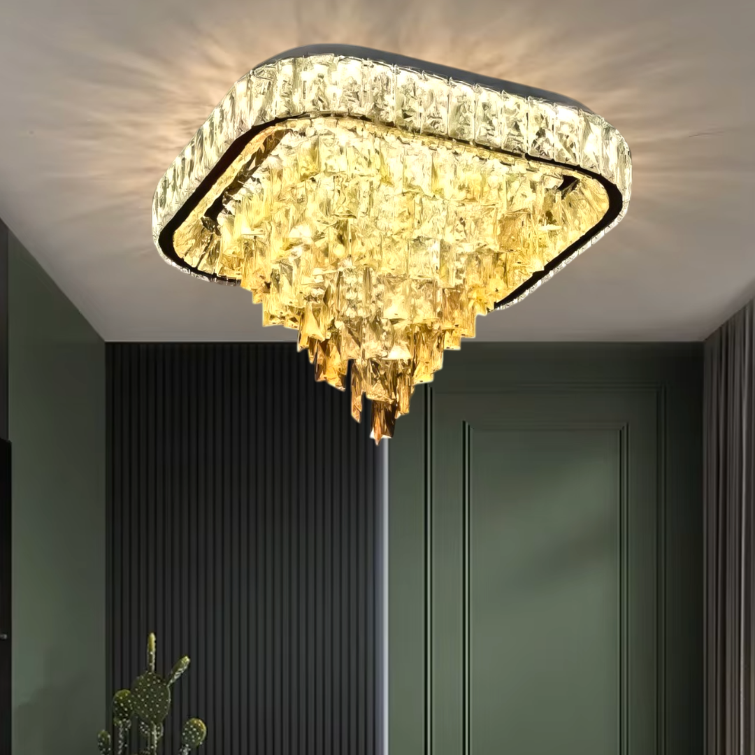 Lustra LED Aplicata Royal Square Cristal Telecomanda CHROME / 50CM / CRISTAL Chandeliers