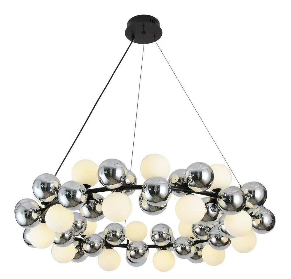 Lustra Suspendata Abajur Mat & Fumuriu 12xG9 Merly Black Ø80CM
