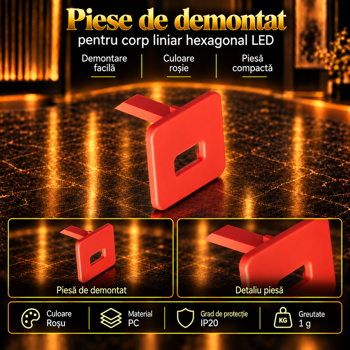 Piese de Demontat HEGZA G1 pentru Corp Liniar Hexagonal LED
