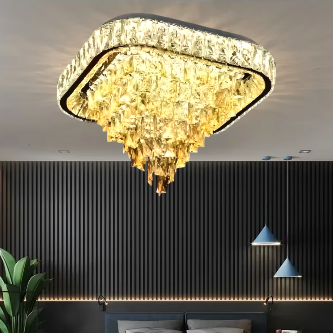 Lustra LED Cristal Aplicata Royalty Square Telecomanda Echivalent 800W