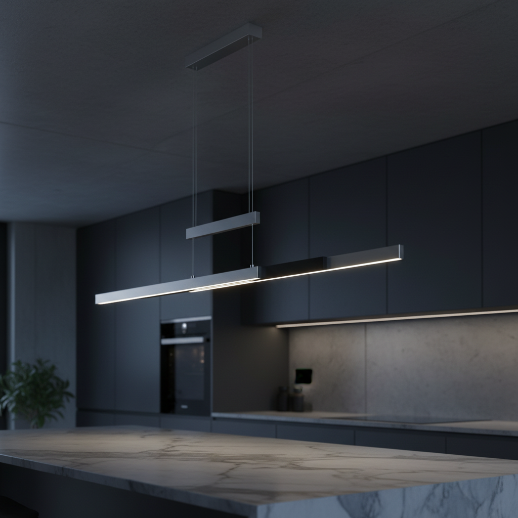 Lustra LED Suspendata White&Black 150CM TRAJAN Extensibila Liniara Echivalent 500W