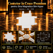 Conector in Cruce Premium White pentru Sina Magnetica Hyper