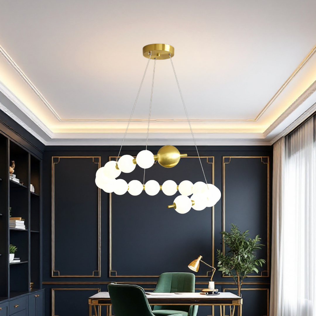 Lustra LED Abajur 48W Fibonacci 11 Elemente Echivalent 300W cu Telecomanda