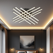 Lustra LED 144W X cu 8 Linii NEGRE Echivalent 1000W cu Telecomanda