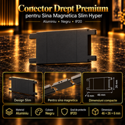 Conector Drept Premium Black pentru Sina Magnetica Hyper
