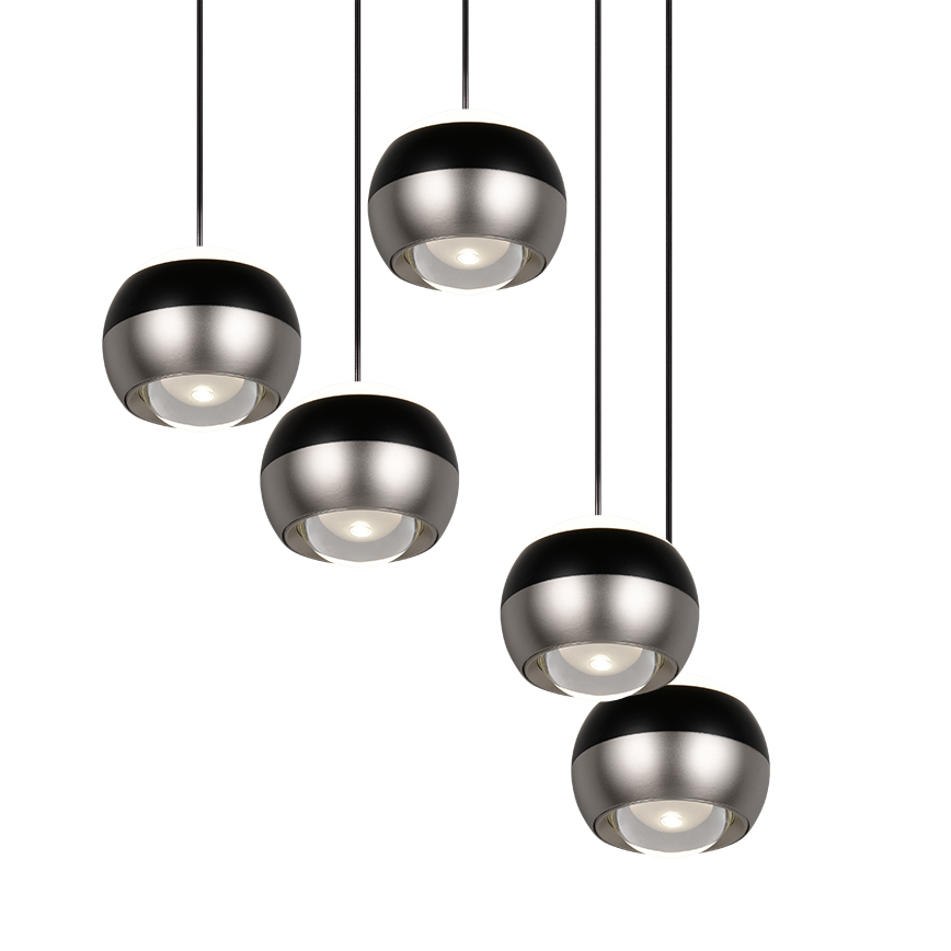 Lustra LED PREMIUM Suspendata SILVER ORBIT Echivalent 500W