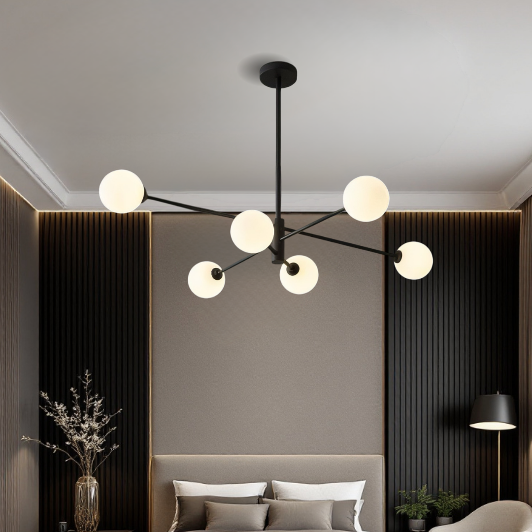 Lustra Abajur Mat Black ROD 6xE27