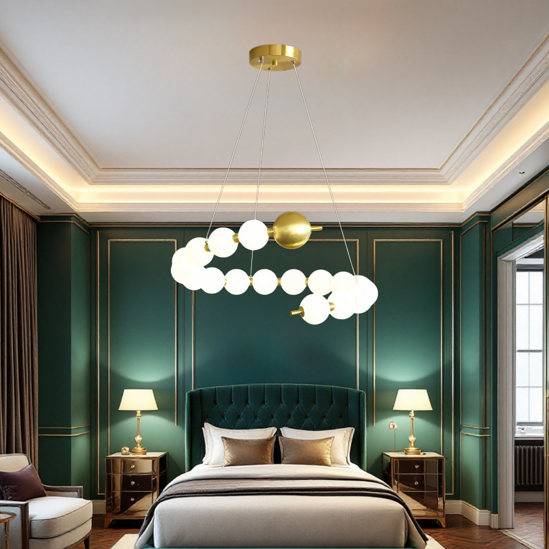 Lustra LED Abajur 48W Fibonacci 11 Elemente Echivalent 300W cu Telecomanda