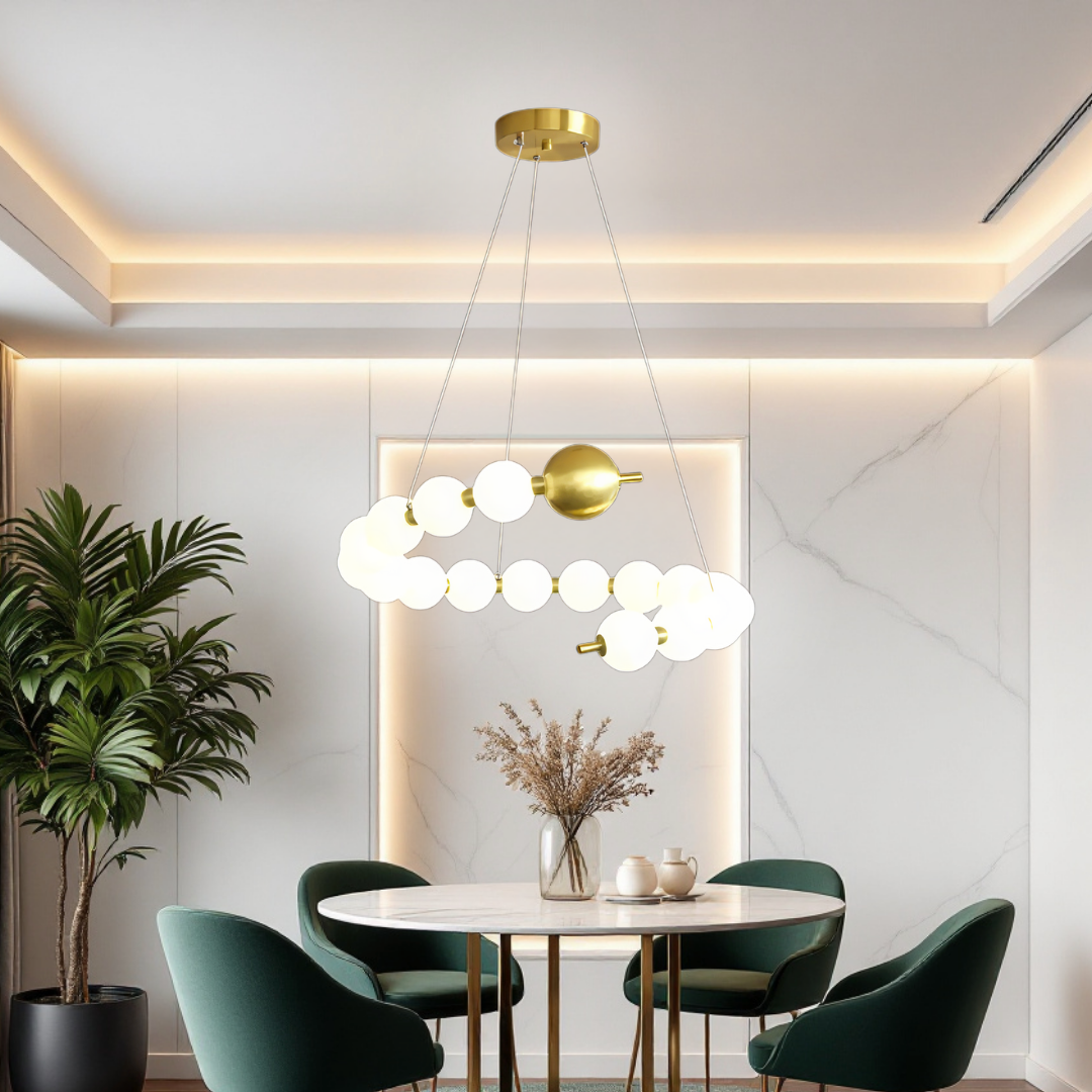 Lustra LED Abajur 48W Fibonacci 11 Elemente Echivalent 300W cu Telecomanda