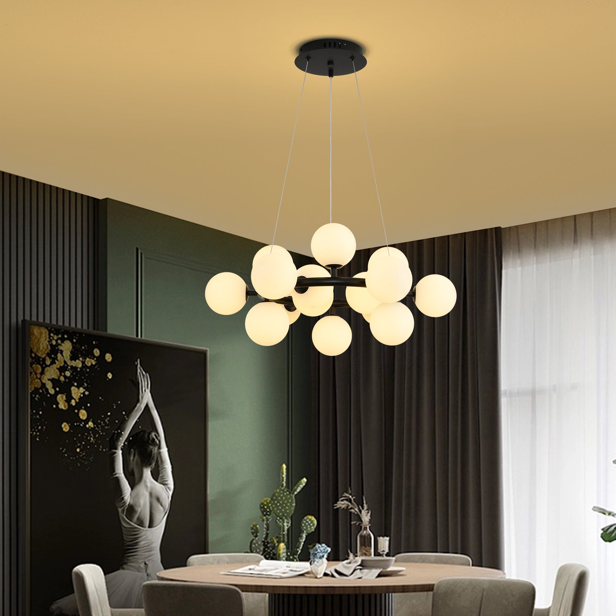 Lustra Abajur MAT Black Rotunda 15xG9 50CM