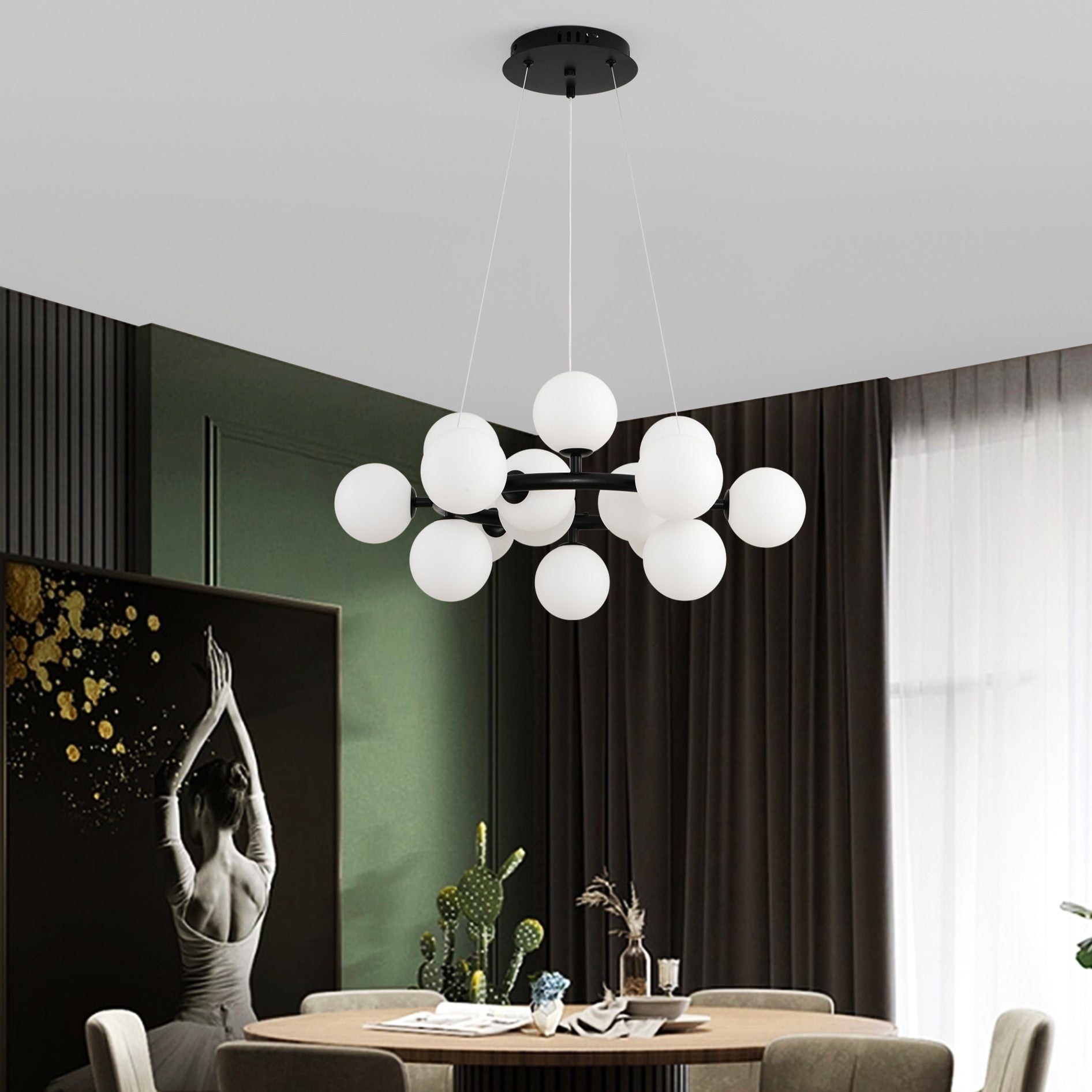 Lustra Abajur MAT Black Rotunda 15xG9 50CM