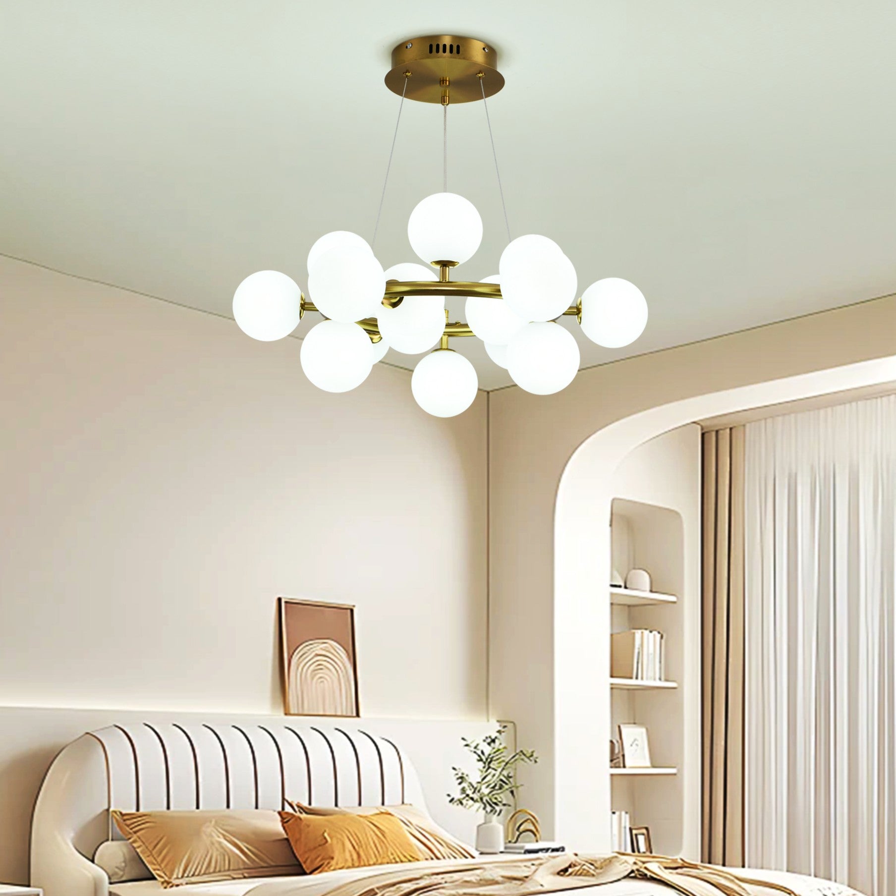 Lustra Abajur MAT Auriu Antique Rotunda 15xG9 50CM