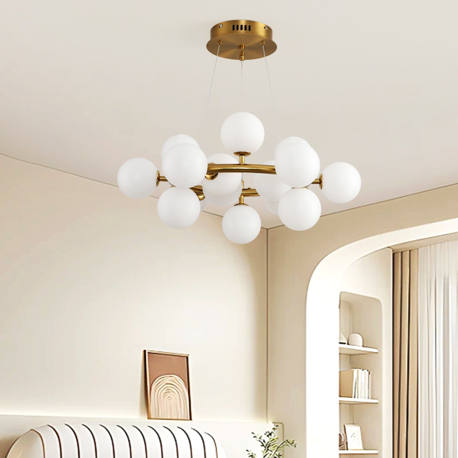 Lustra Abajur MAT Auriu Antique Rotunda 15xG9 50CM