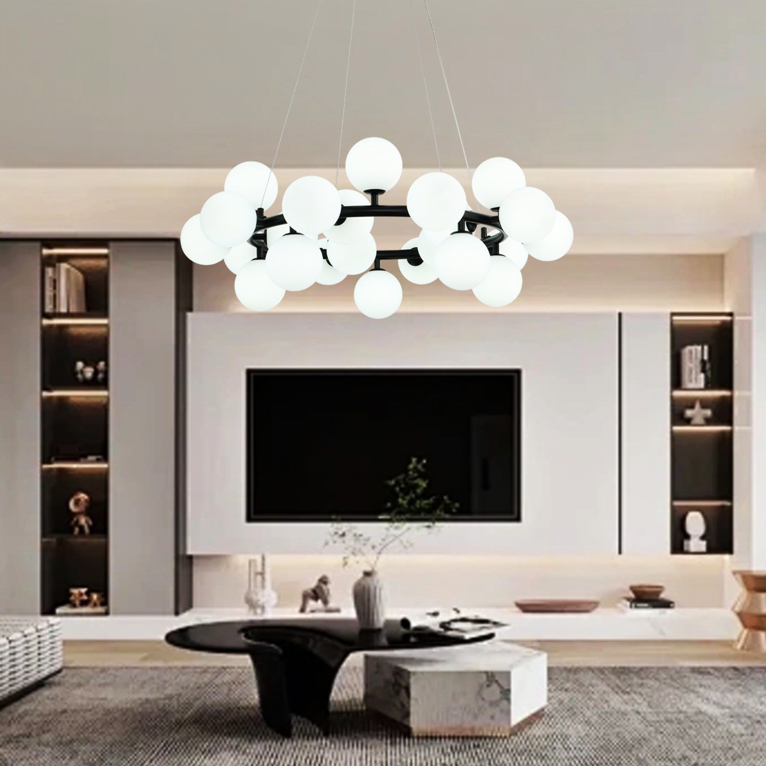 Lustra Abajur MAT Black Rotunda 25xG9 70CM