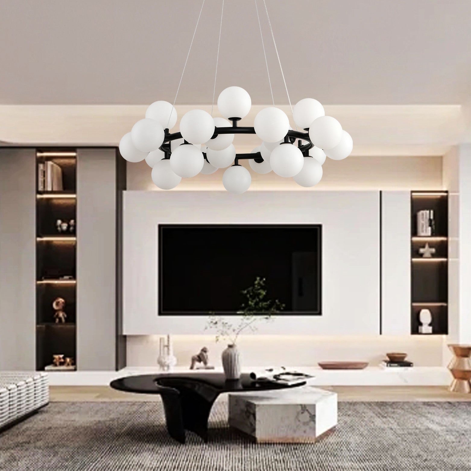 Lustra Abajur MAT Black Rotunda 25xG9 70CM