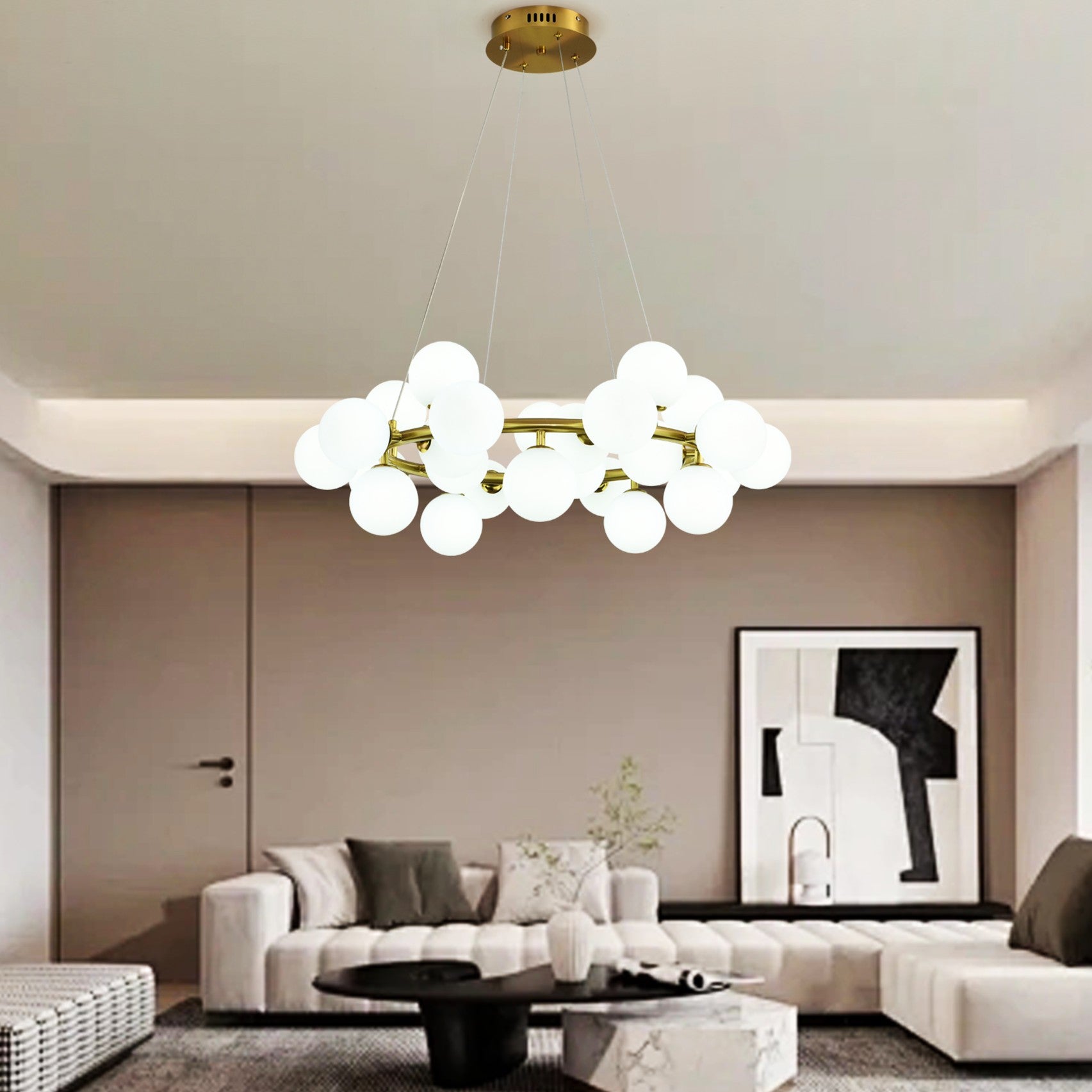 Lustra Abajur MAT Auriu Antique Rotunda 25xG9 70CM