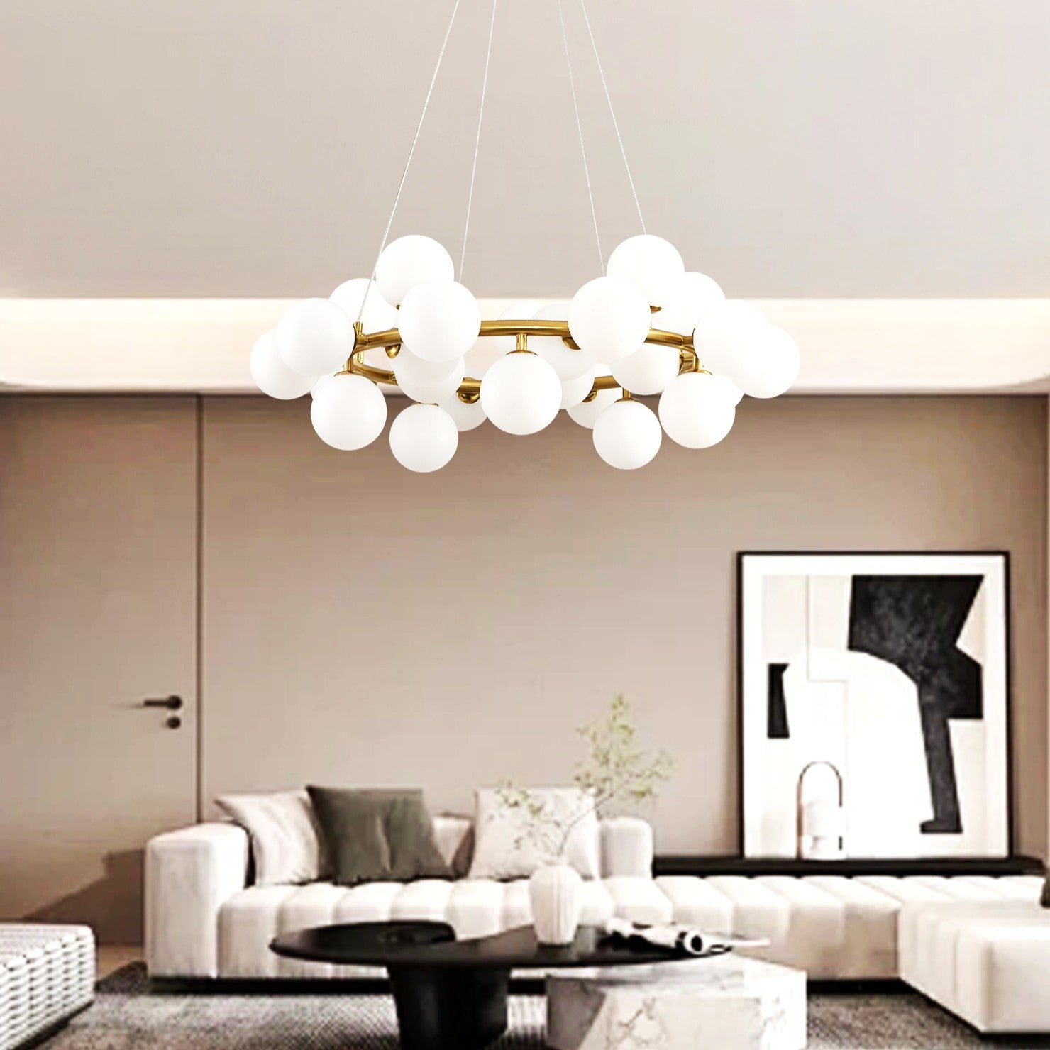 Lustra Abajur MAT Auriu Antique Rotunda 25xG9 70CM