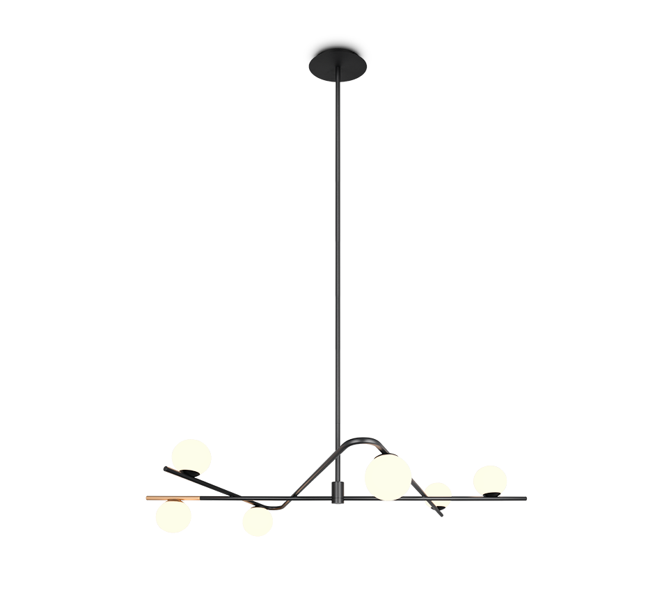 Lustra Premium Flaming Black & Gold 6xG9