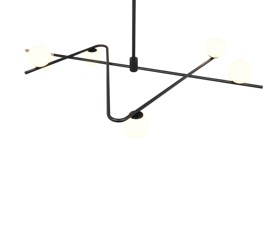 Lustra Premium Flaming Black & Gold 6xG9