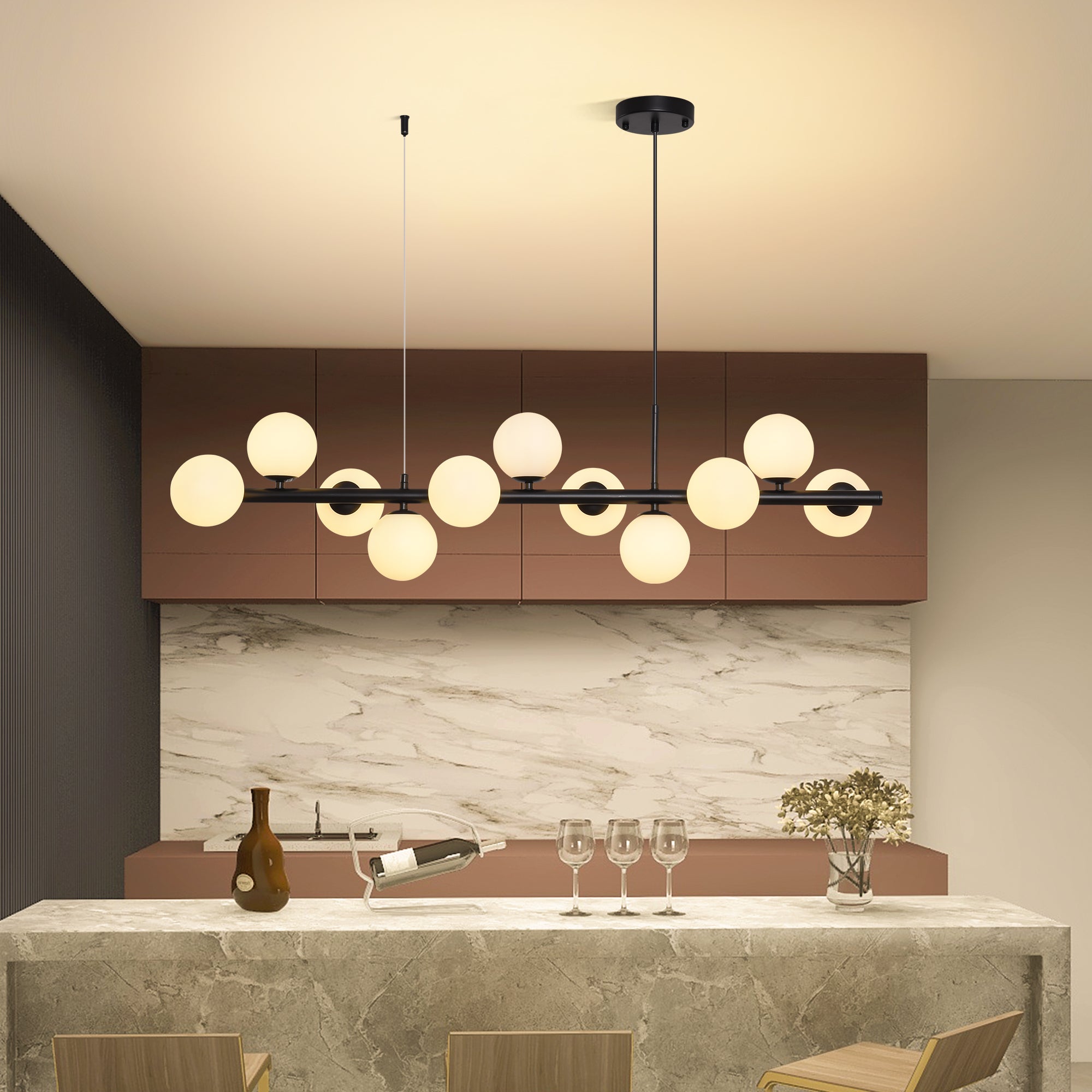 Lustra Abajur MAT Black Liniara 11xG9 100cm SKYLINE