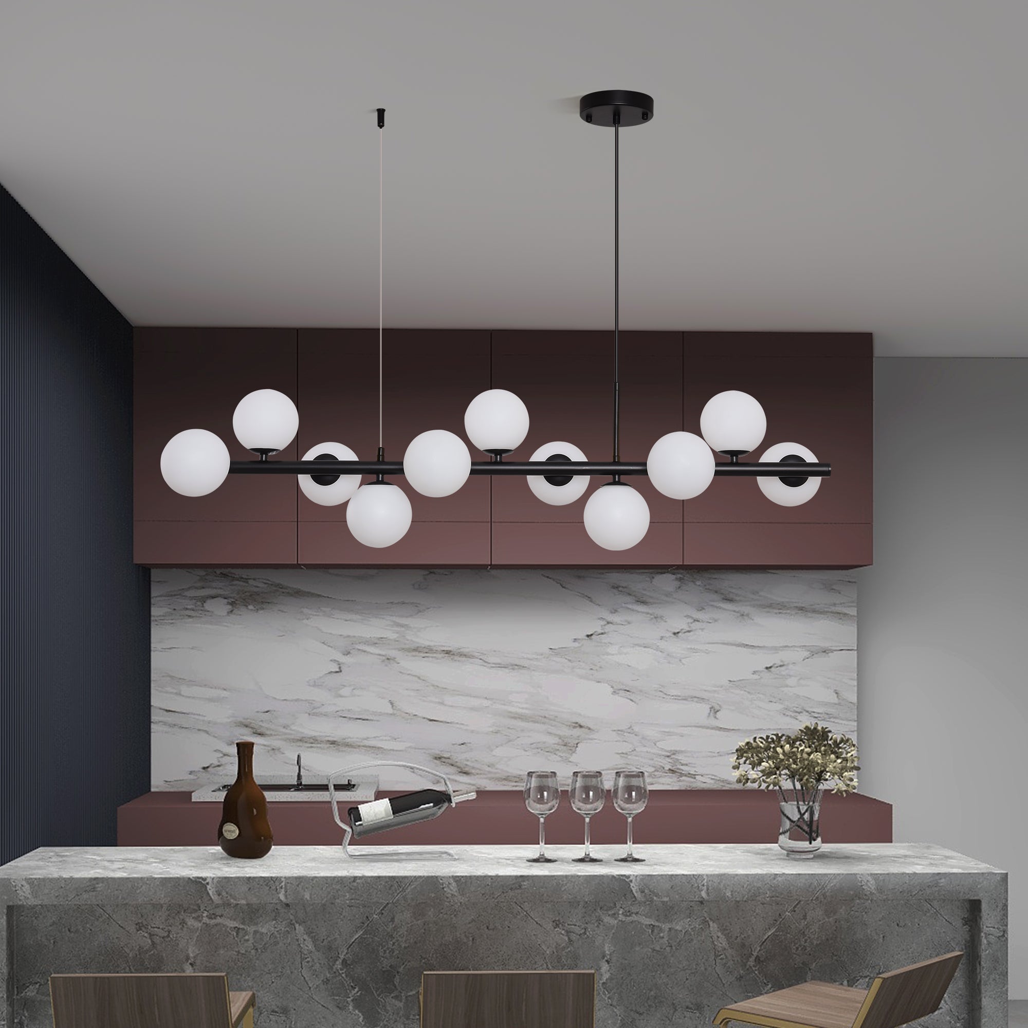 Lustra Abajur MAT Black Liniara 11xG9 100cm SKYLINE