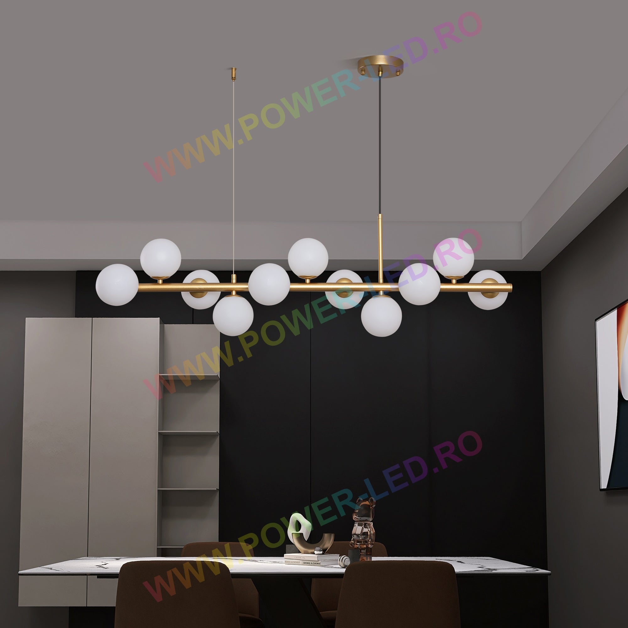 Lustra Abajur MAT GOLD Liniara 11xG9