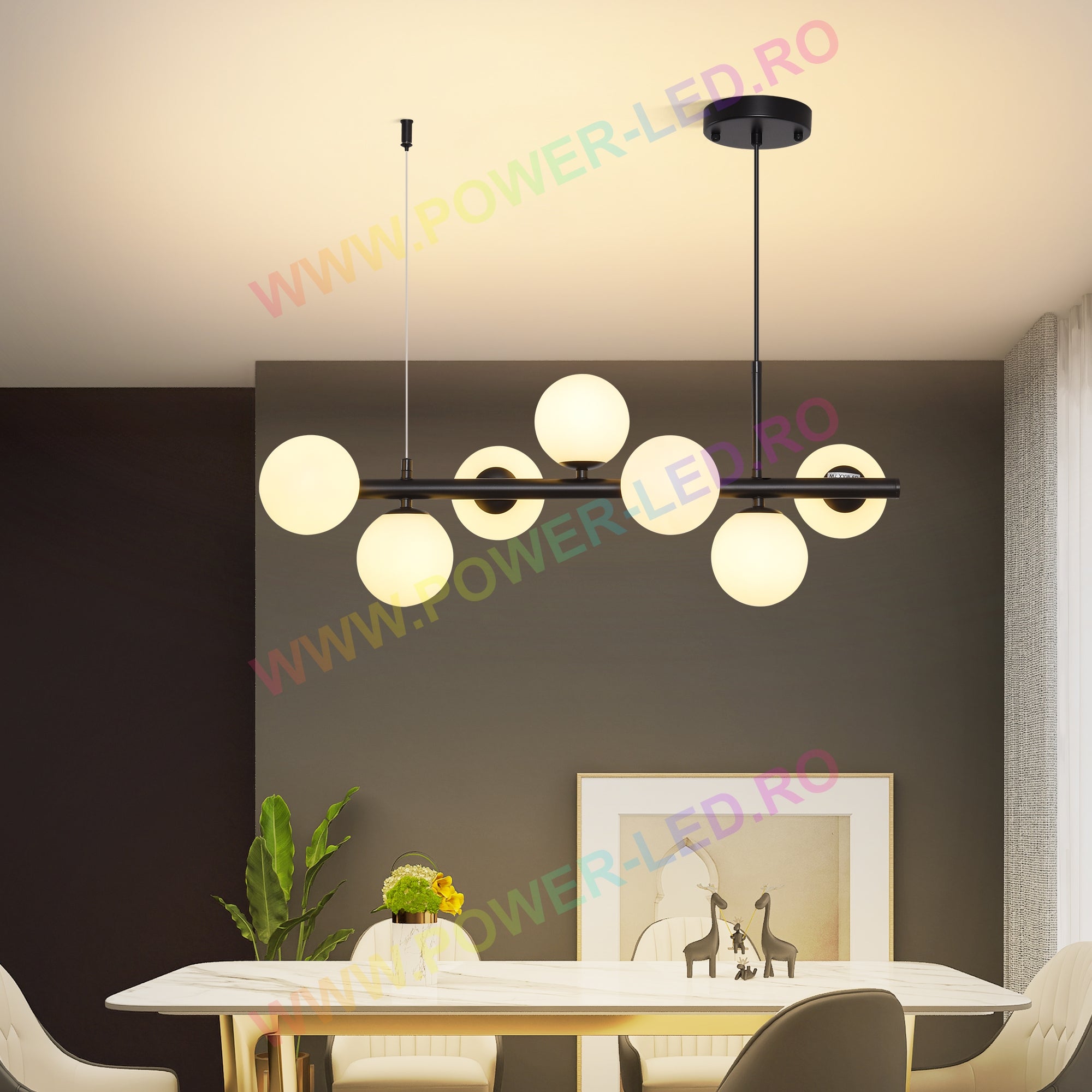 Lustra Abajur MAT BLACK Liniara 7xG9