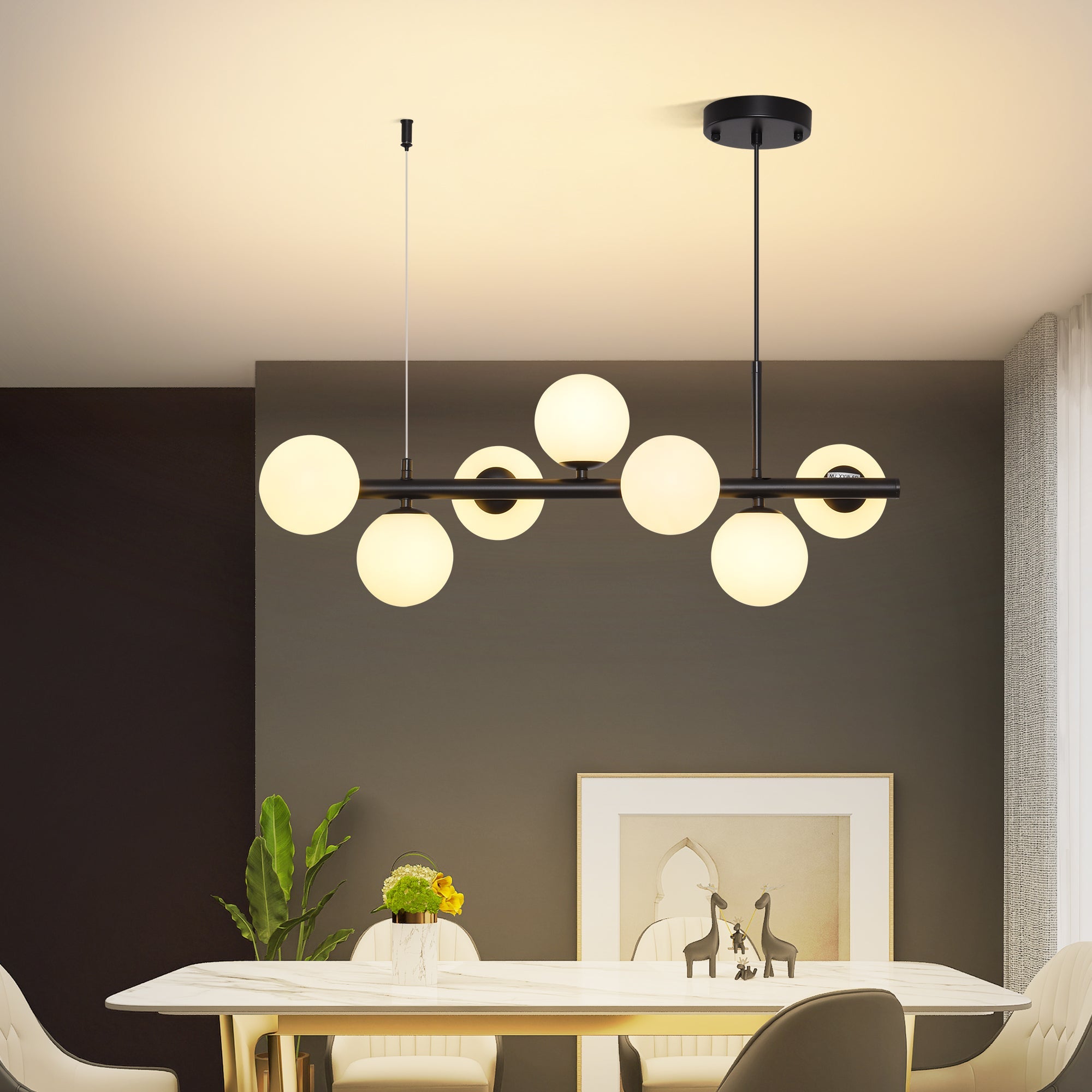 Lustra Abajur MAT Black Liniara 7xG9 65cm SKYLINE