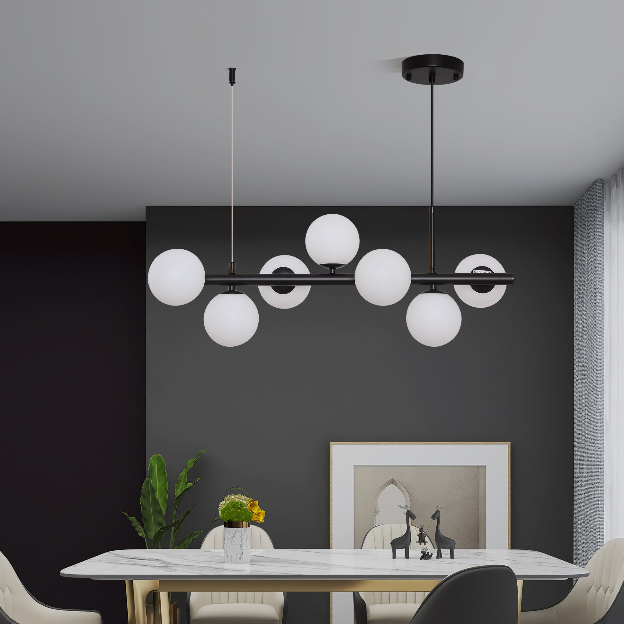 Lustra Abajur MAT Black Liniara 7xG9 65cm SKYLINE