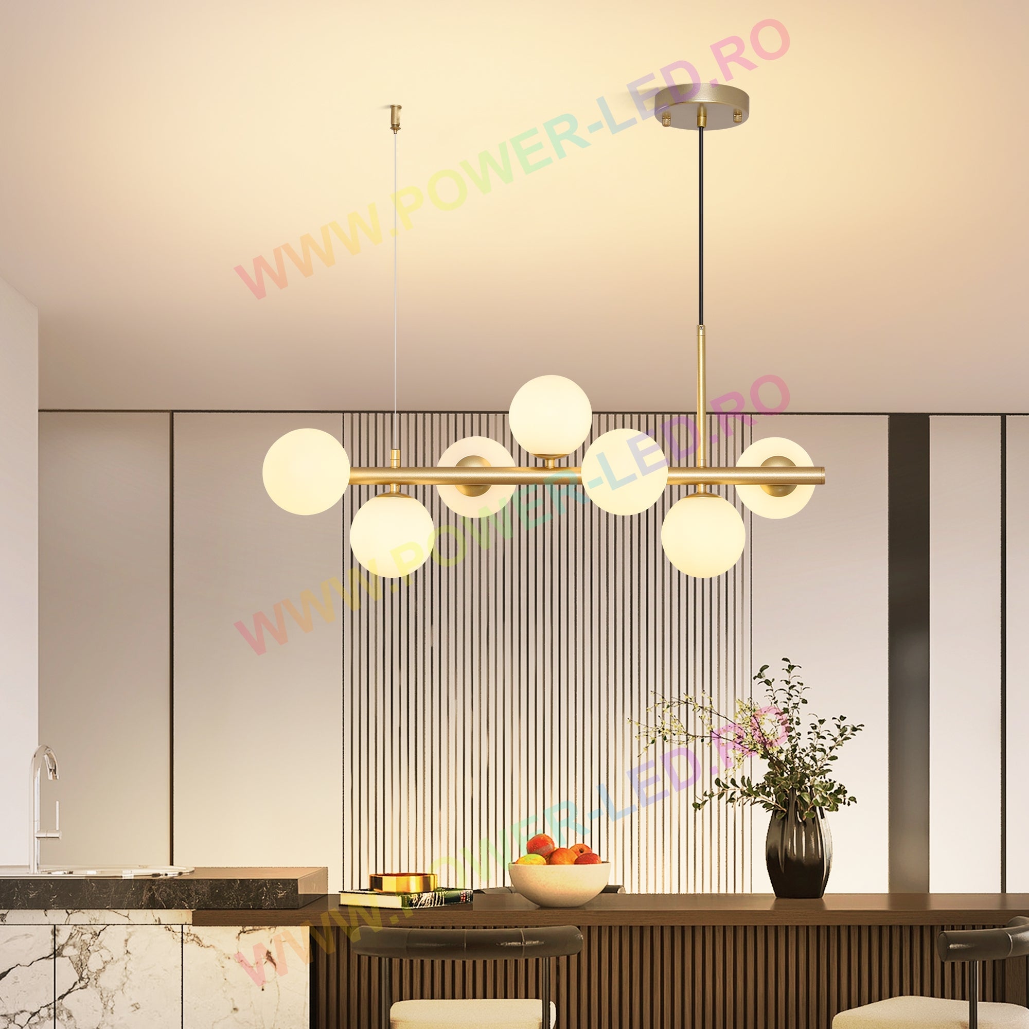 Lustra Abajur MAT GOLD Liniara 7xG9