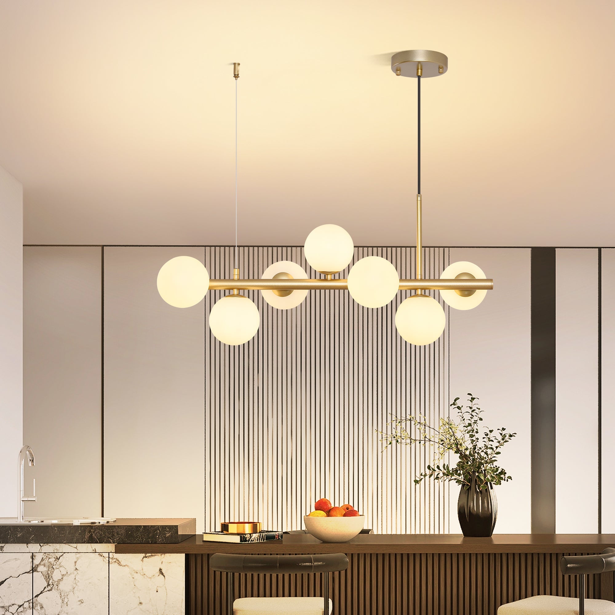 Lustra Abajur MAT GOLD Liniara 7xG9 65cm SKYLINE Resigilat R3
