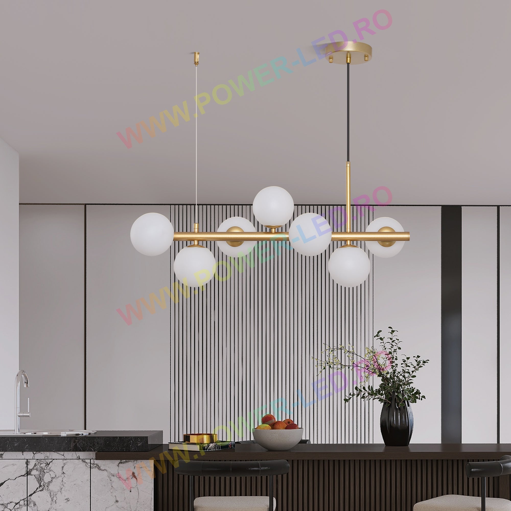 Lustra Abajur MAT GOLD Liniara 7xG9