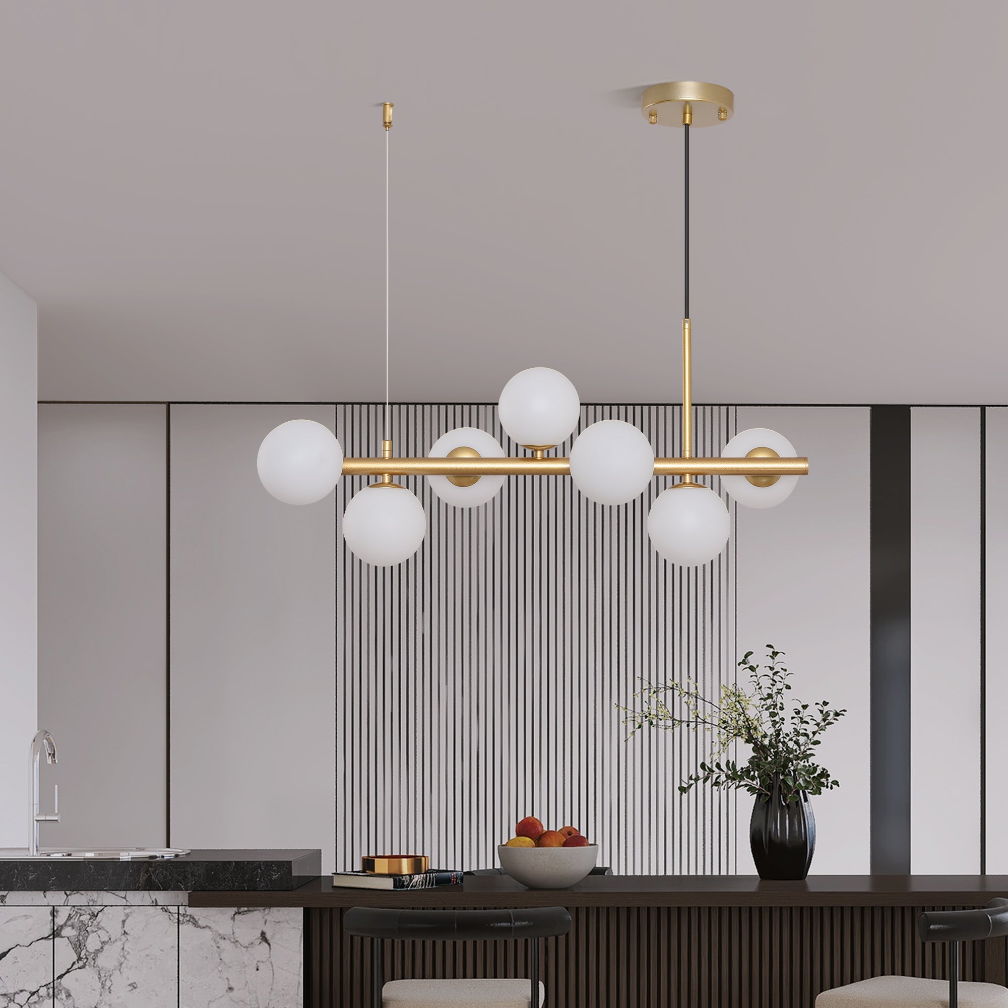 Lustra Abajur MAT GOLD Liniara 7xG9 65cm SKYLINE Resigilat R3