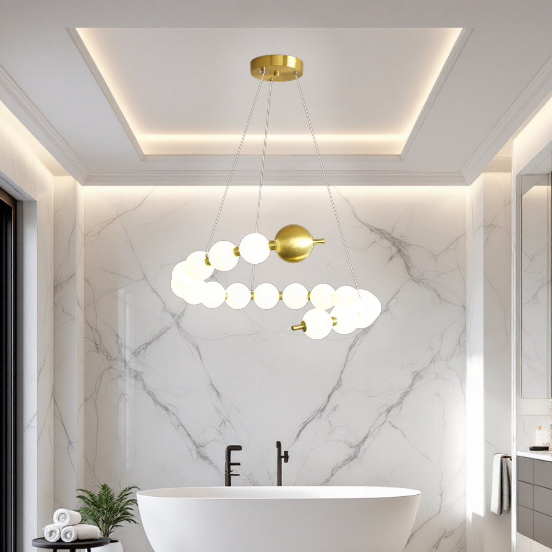 Lustra LED Abajur 48W Fibonacci 11 Elemente Echivalent 300W cu Telecomanda