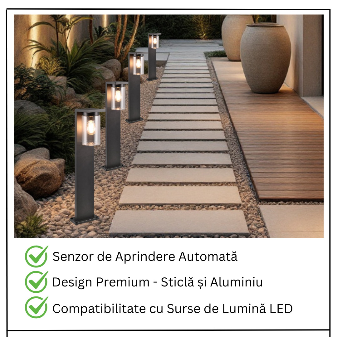 Stalp Ornamental ARDILA Finisaj Negru 65CM 1XE27