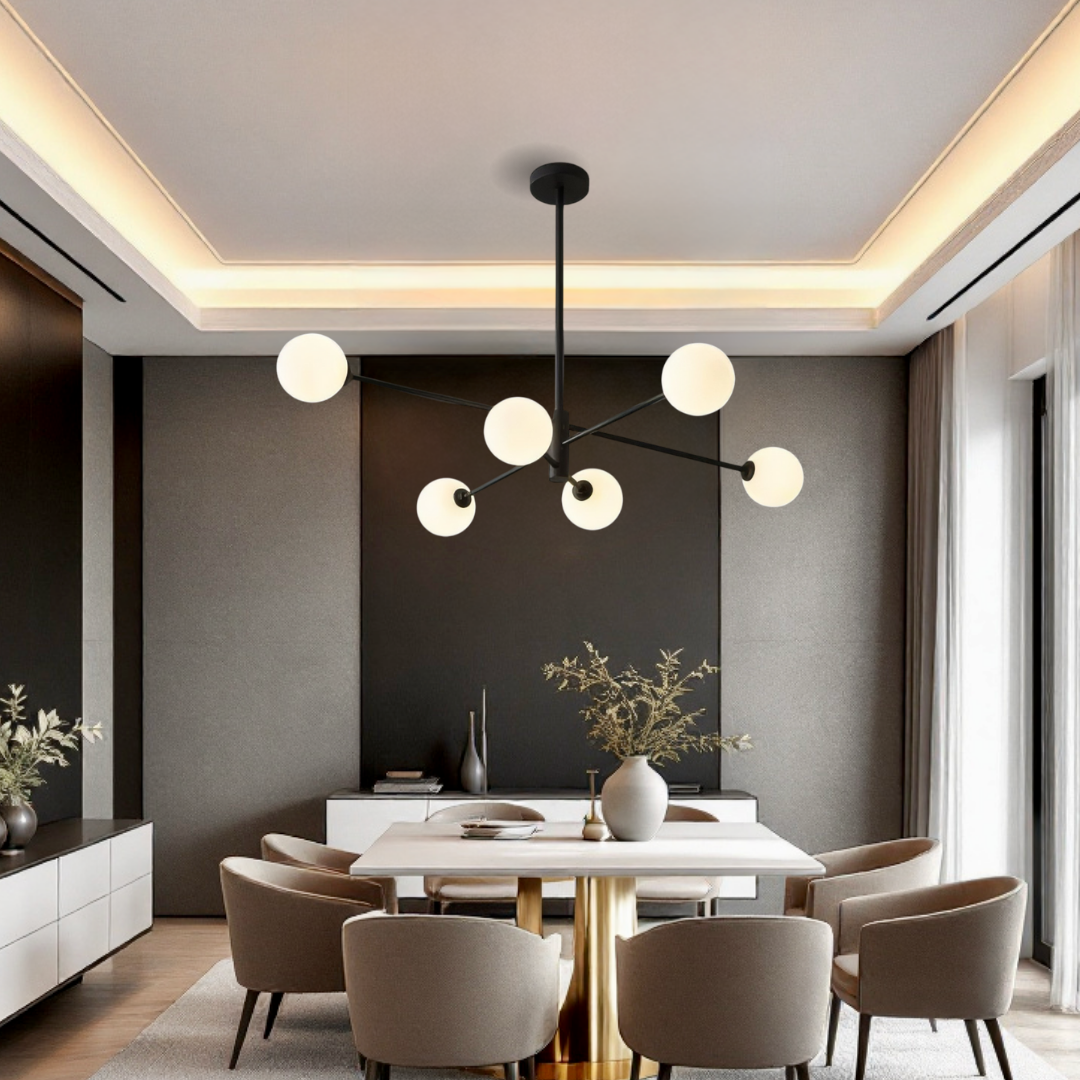 Lustra Abajur Mat Black ROD 6xE27