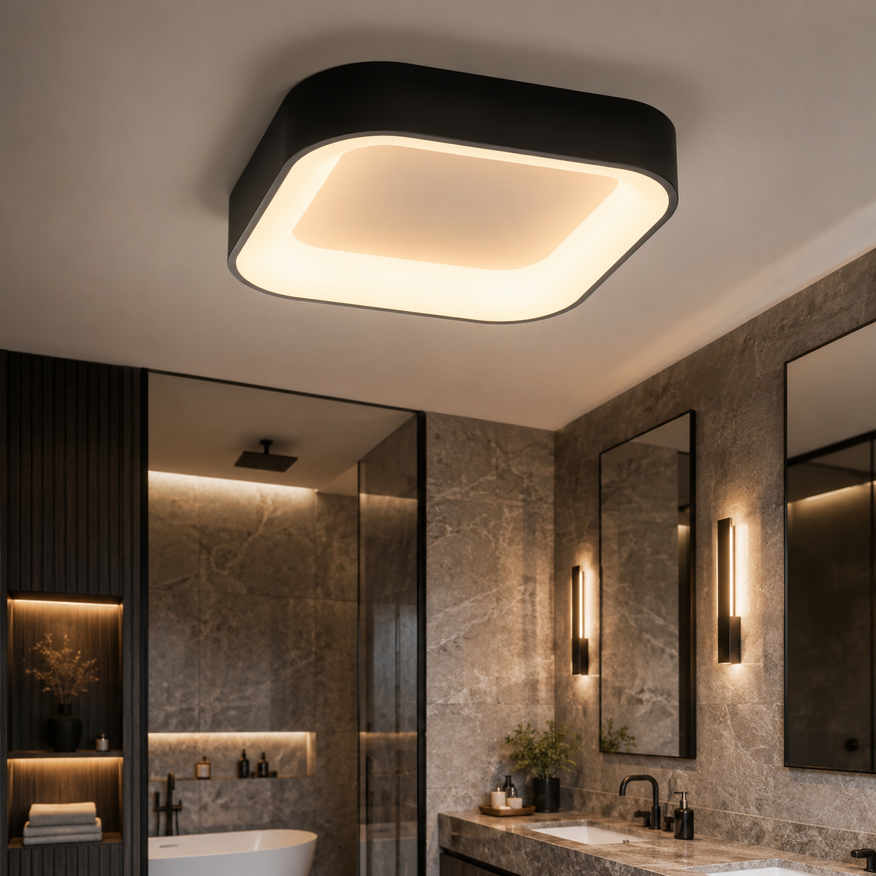 Plafonieră LED Astro Patrata Black 50x50CM Echivalent 150W