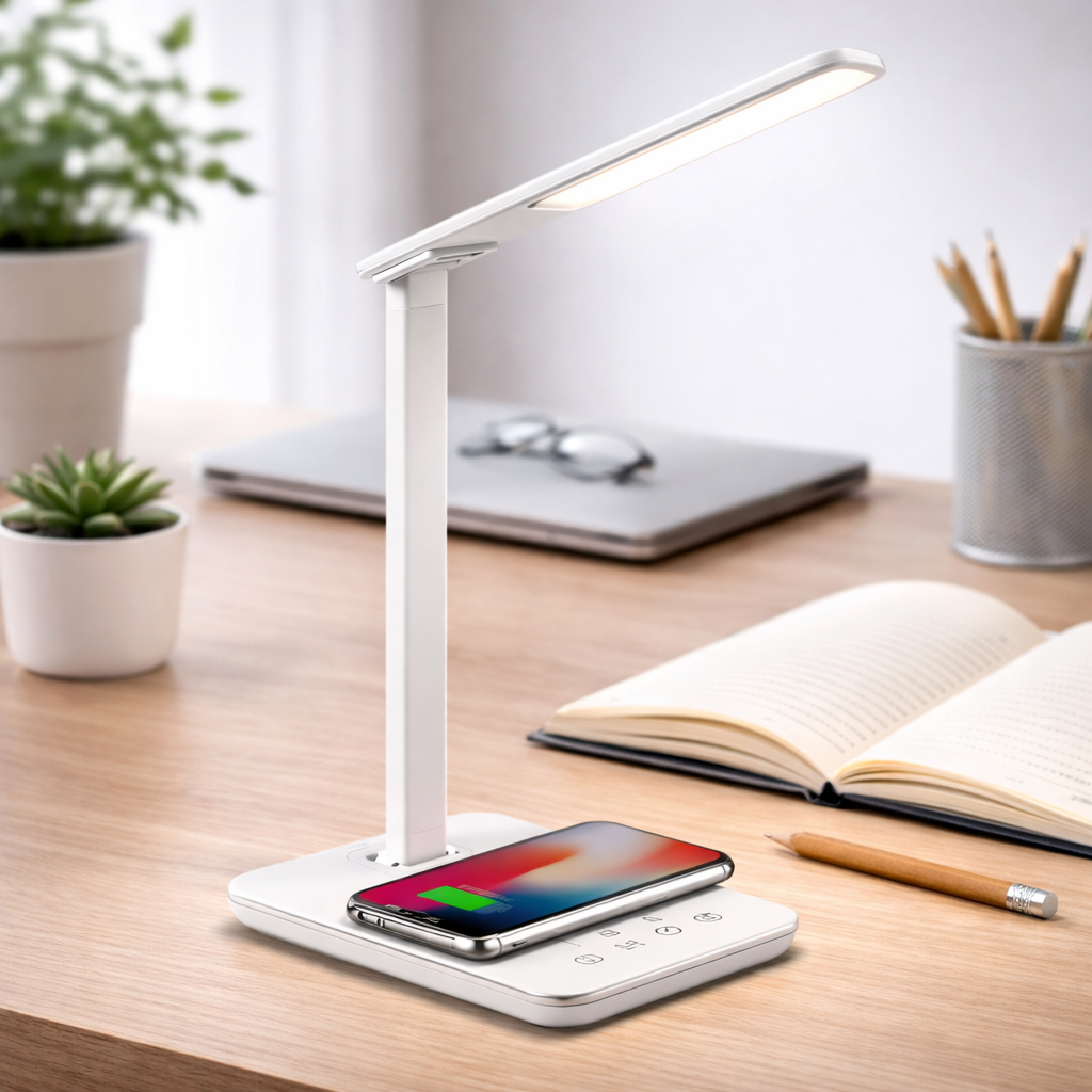 Veioza LED Alba Dimabila Incarcare Wireless 3 Tipuri de Lumina 50CM