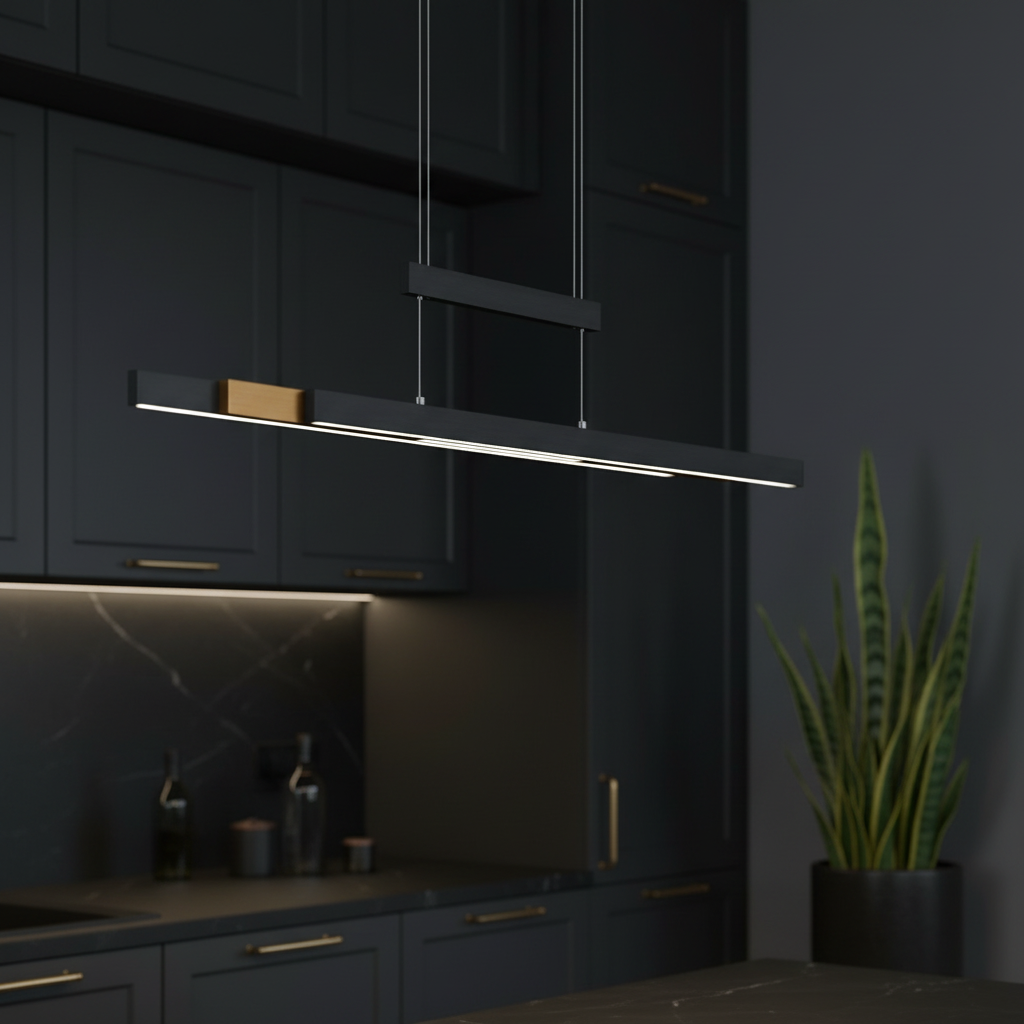 Lustra LED Suspendata Black&Gold 150CM ENZO Echivalent 350W Liniara