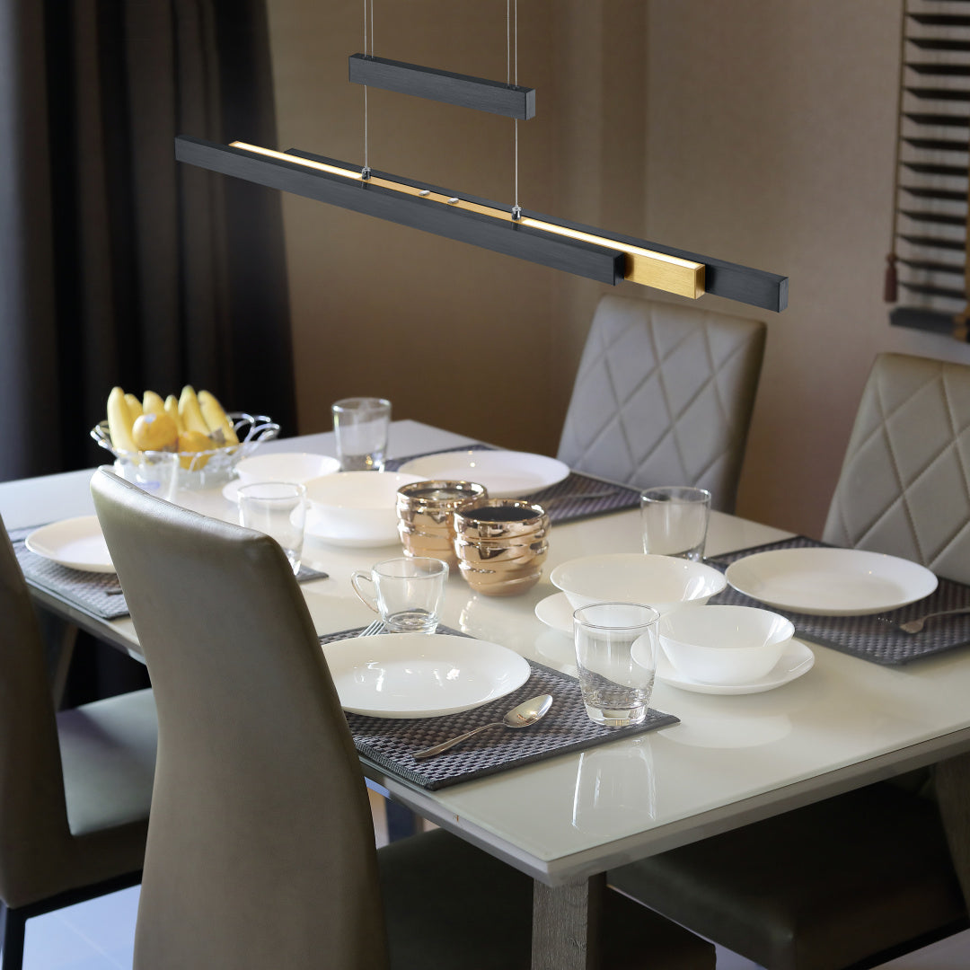 Lustra LED Suspendata Black&Gold 150CM ENZO Echivalent 350W Liniara