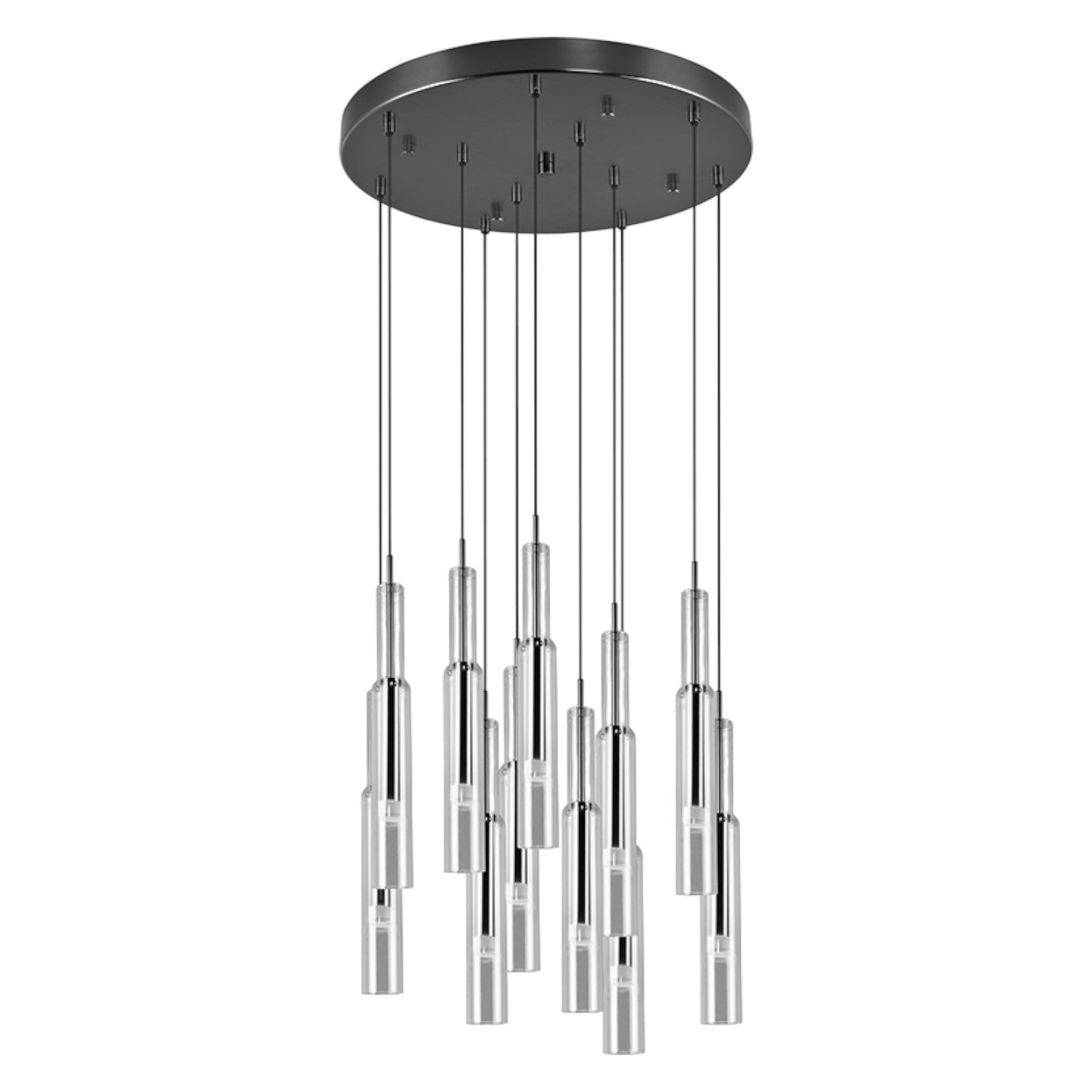 Lustra LED Suspendata Black & Chrome HUGO Liniara Echivalent 200W