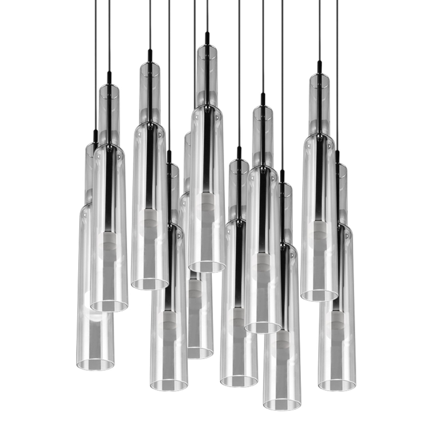 Lustra LED Suspendata Black & Chrome HUGO Liniara Echivalent 200W