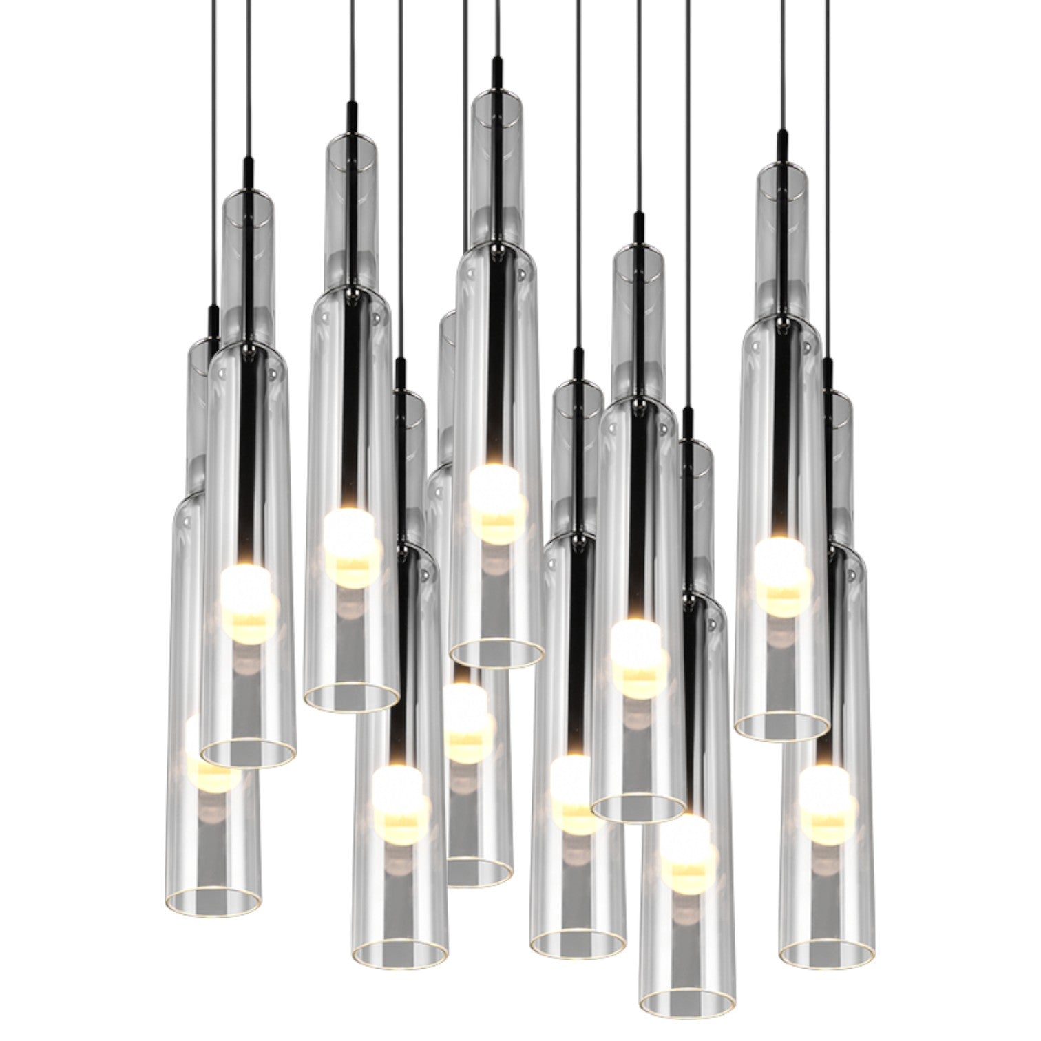 Lustra LED Suspendata Black & Chrome HUGO Liniara Echivalent 200W