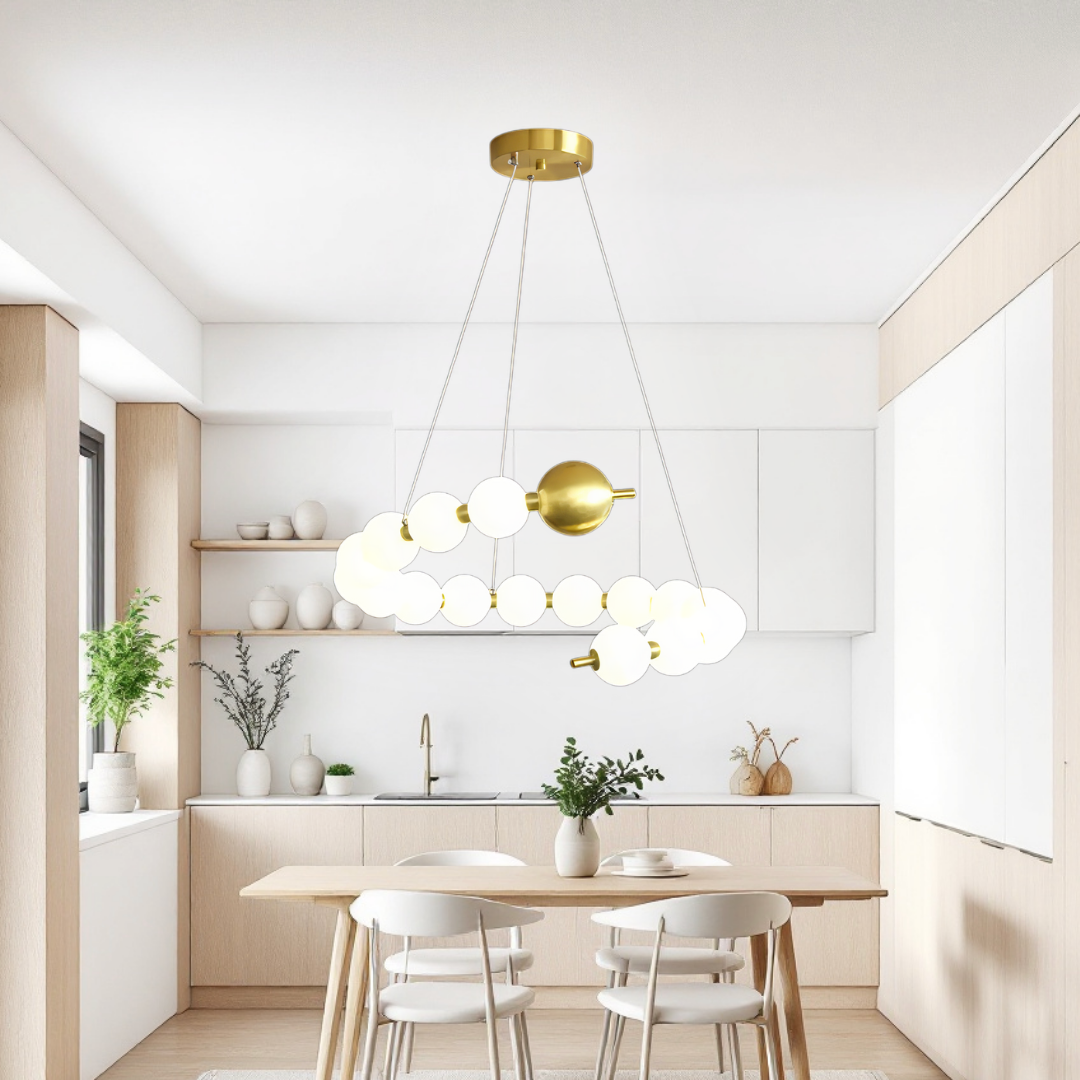 Lustra LED Abajur 48W Fibonacci 11 Elemente Echivalent 300W cu Telecomanda