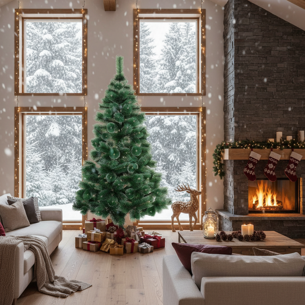 Brad Artificial de Craciun 240cm Pin Varfuri Ninse, Ace 3D, Suport Metalic