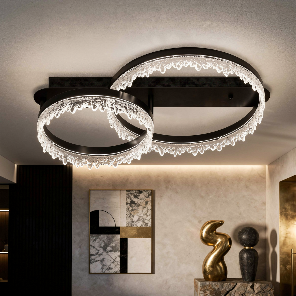 Lustra LED 2 CIRCLE VALS Echivalent 300W Telecomanda